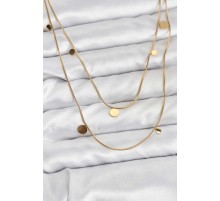 316L Çelik Zincir Gold Renk Pullu Kadın Kolye - TJ-BKO10787