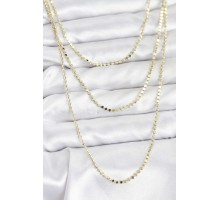 316L Çelik Zincir Gold Renk Ezme Zincir Model 3'lü Kadın Kolye - TJ-BKO10789