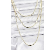 316L Çelik Zincir Gold Renk Ezme Zincir Model 3'lü Kadın Kolye - TJ-BKO10789