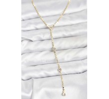 316L Çelik Gold Renk Ezme Zincir Model Y Kadın Kolye - TJ-BKO10790