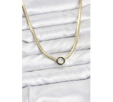 Gold Renk Pirinç Zirkon Taşlı Kadın Kolye - TJ-BKO10792