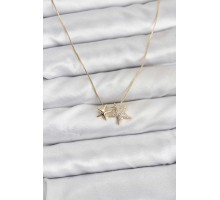 Gold Renk Pirinç Minimal Yıldız Model Kadın Kolye - TJ-BKO10795