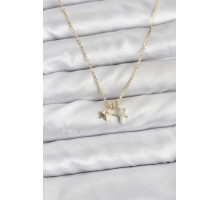 Pirinç Gold Renk Yıldız Minimal Kadın Kolye - TJ-BKO10797