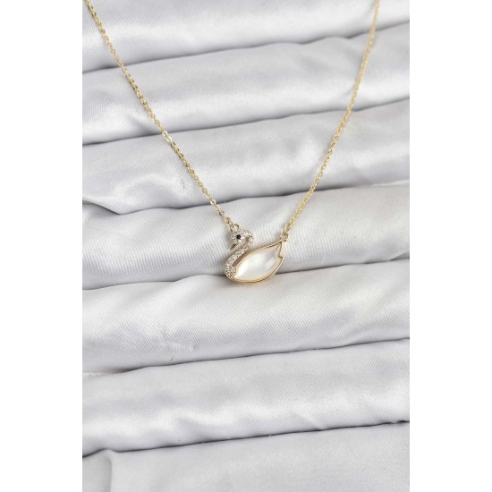 Pirinç Gold Renk Kuğu Model Kadın Kolye - TJ-BKO10798