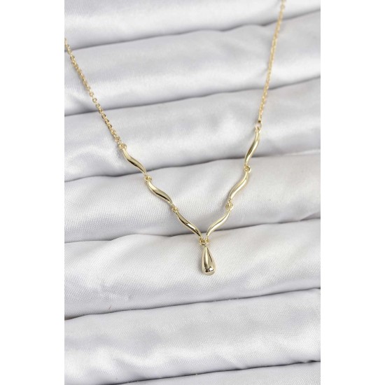 Pirinç Gold Renk Damla Model Kadın Kolye - TJ-BKO10800