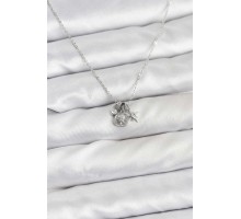 Pirinç Gümüş Renk Minimal Charmlı Kadın Kolye - TJ-BKO10804