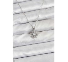 Pirinç Gümüş Renk Çiçek Model Kadın Kolye - TJ-BKO10806