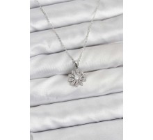 Pirinç Gümüş Renk Çiçek Model Kadın Kolye - TJ-BKO10806