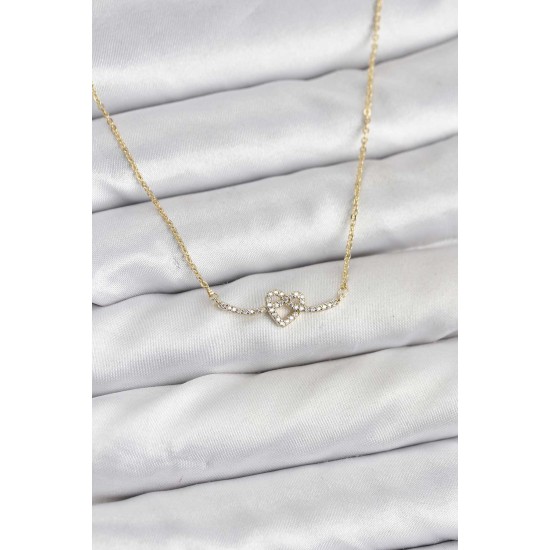 Pirinç Gold Renk Düğüm Kalp Model Kadın Kolye - TJ-BKO10807