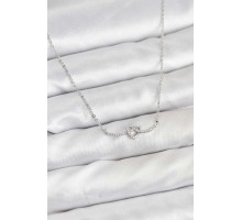 Pirinç Gümüş Renk Düğüm Kalp Model Kadın Kolye - TJ-BKO10808