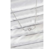 Pirinç Gümüş Renk Düğüm Kalp Model Kadın Kolye - TJ-BKO10808