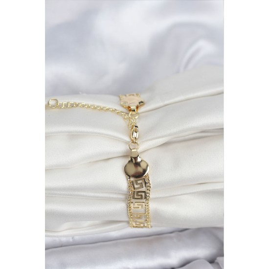 316L Çelik Gold Renk Labirent Model Kadın Bileklik - TJ-BB8158