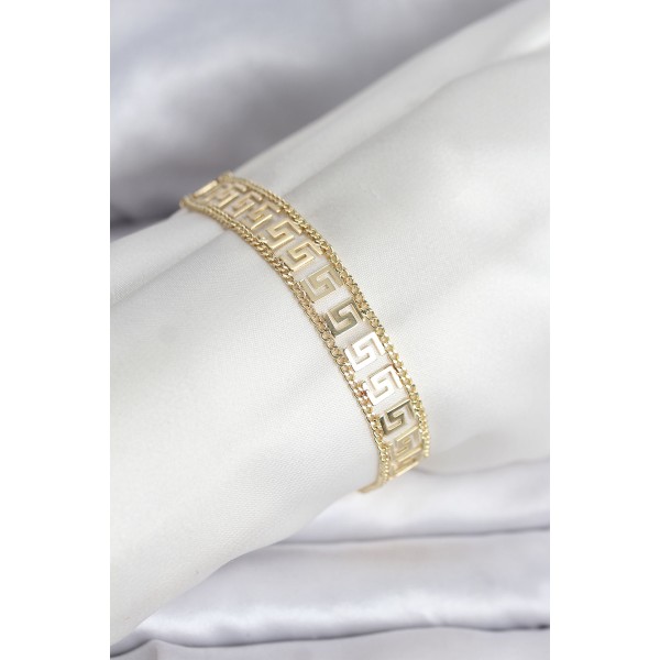 316L Çelik Gold Renk Labirent Model Kadın Bileklik - TJ-BB8158