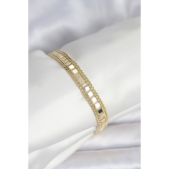 316L Çelik Gold Renk Pullu Zincir Model Kadın Bileklik - TJ-BB8159