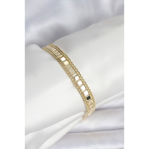 316L Çelik Gold Renk Pullu Zincir Model Kadın Bileklik - TJ-BB8159