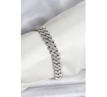 Gümüş Renk Pirinç Cuba Chain Gurmet Bileklik - TJ-BB8161
