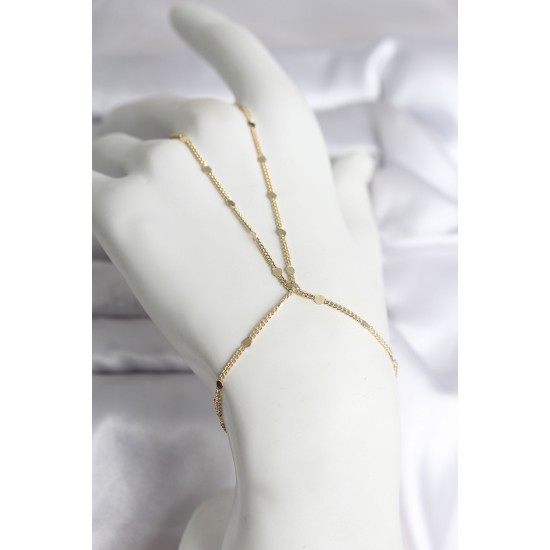 316L Çelik Gold Renk Parçalı Ezme Zincir Model Kadın Şahmeran - TJ-SN726