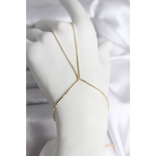 316L Çelik Gold Renk Ezme Zincir Model Kadın Şahmeran - TJ-SN730