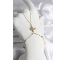 316L Çelik Gold Renk Kelebek Model Kadın Şahmeran - TJ-SN732