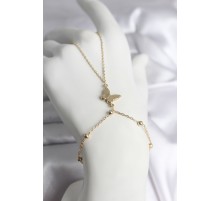 316L Çelik Gold Renk Kelebek Model Kadın Şahmeran - TJ-SN732