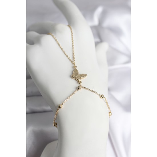 316L Çelik Gold Renk Kelebek Model Kadın Şahmeran - TJ-SN732