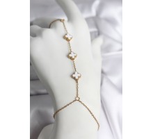 316L Çelik Gold Renk Beyaz Yonca Model Kadın Şahmeran - TJ-SN734