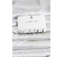 Gümüş Renk Pirinç Minimal Kalp Detaylı Kadın Küpe Seti - TJ-BKP11472