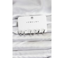 Gümüş Renk Pirinç Minimal Kalp Detaylı Kadın Küpe Seti - TJ-BKP11472