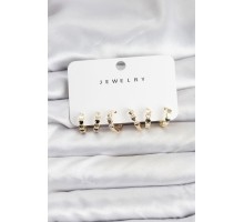 Gold Renk Pirinç Minimal Kalp Detaylı Kadın Küpe Seti - TJ-BKP11473