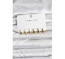 Gold Renk Pirinç Minimal Petek Detaylı Kadın Küpe Seti - TJ-BKP11475