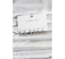 Gümüş Renk Pirinç Zirkon Taşlı Kadın Küpe Seti - TJ-BKP11476