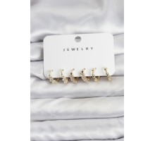 Pirinç Gold Renk Zirkon Taşlı Kadın Küpe Seti - TJ-BKP11479