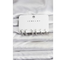 Zirkon Taşlı Gümüş Renk Pirinç Kadın Küpe Seti - TJ-BKP11480