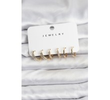 Zirkon Taşlı Gold Renk Pirinç Kadın Küpe Seti - TJ-BKP11481