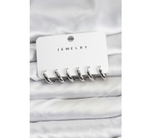 Gümüş Renk Pirinç Halka Kadın Küpe Seti - TJ-BKP11482