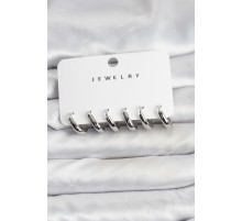 Gümüş Renk Pirinç Halka Kadın Küpe Seti - TJ-BKP11482