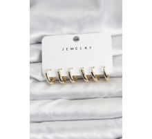 Gold Renk Pirinç Halka Kadın Küpe Seti - TJ-BKP11483