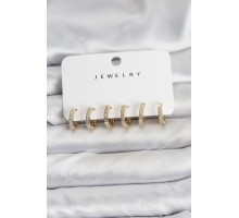 Gold Renk Pirinç Zirkon Taşlı Halka Kadın Küpe Seti - TJ-BKP11487