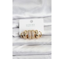 Zirkon Taşlı Pirinç Gold Renk Halka Kadın Küpe Seti - TJ-BKP11489
