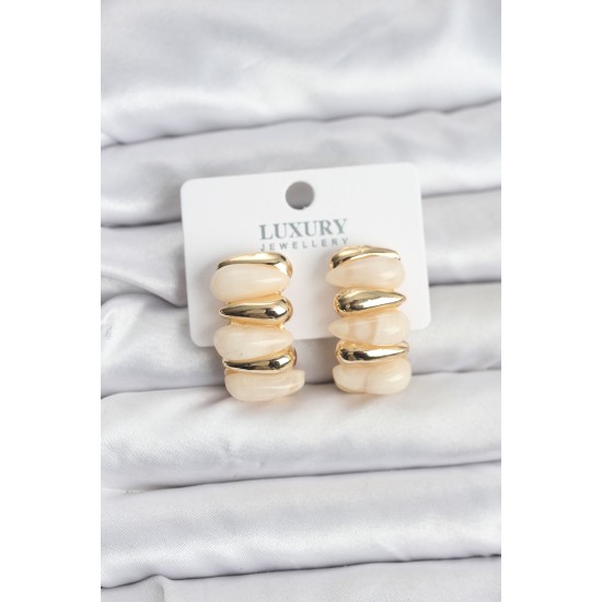 Krem Renk Pirinç Vintage Kadın Küpe - TJ-BKP11492