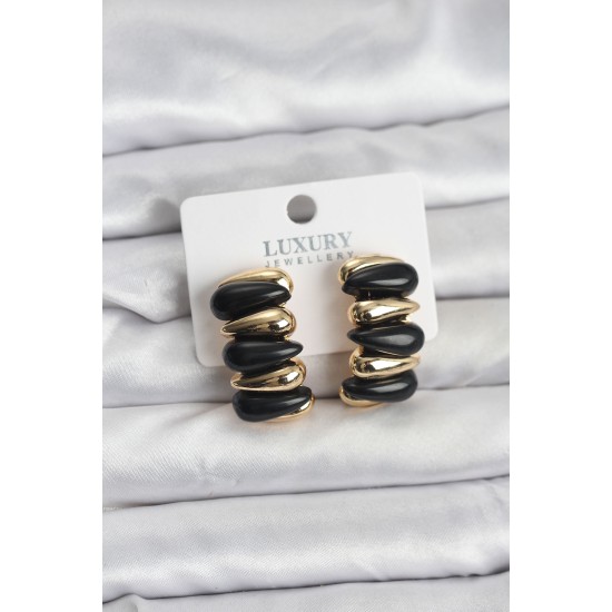 Siyah Renk Pirinç Vintage Kadın Küpe - TJ-BKP11493