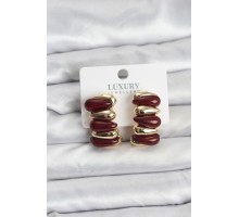 Bordo Renk Pirinç Vintage Kadın Küpe - TJ-BKP11494