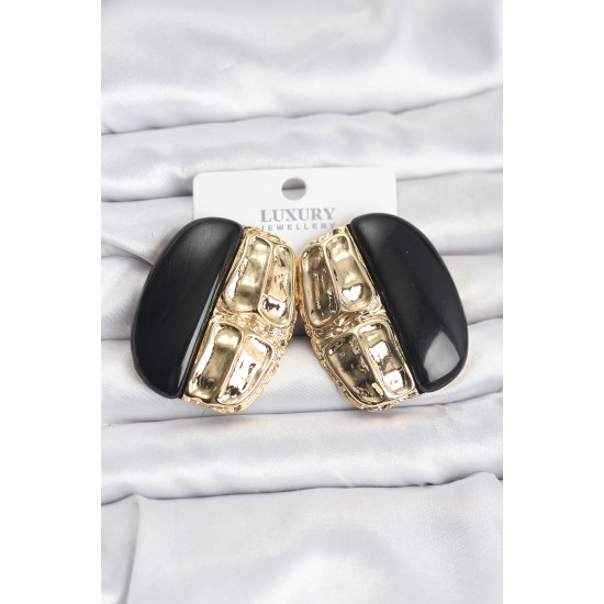 Siyah Renk Pirinç Vintage Kadın Küpe - TJ-BKP11497