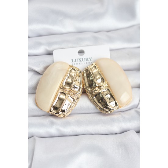 Krem Renk Pirinç Vintage Kadın Küpe - TJ-BKP11499