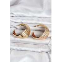 316L Çelik Gold Renk Yarım Halka Model Kadın Küpe TJ-BKP11502