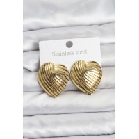 316L Çelik Gold Renk Kalp Model Kadın Küpe TJ-BKP11505