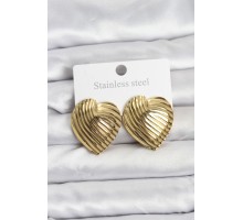 316L Çelik Gold Renk Kalp Model Kadın Küpe - TJ-BKP11505