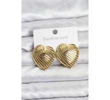 316L Çelik Gold Renk Kalp Model Kadın Küpe - TJ-BKP11505