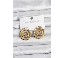 316L Çelik Gold Renk Sarmal Model Kadın Küpe - TJ-BKP11506