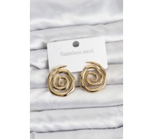 316L Çelik Gold Renk Sarmal Model Kadın Küpe - TJ-BKP11506